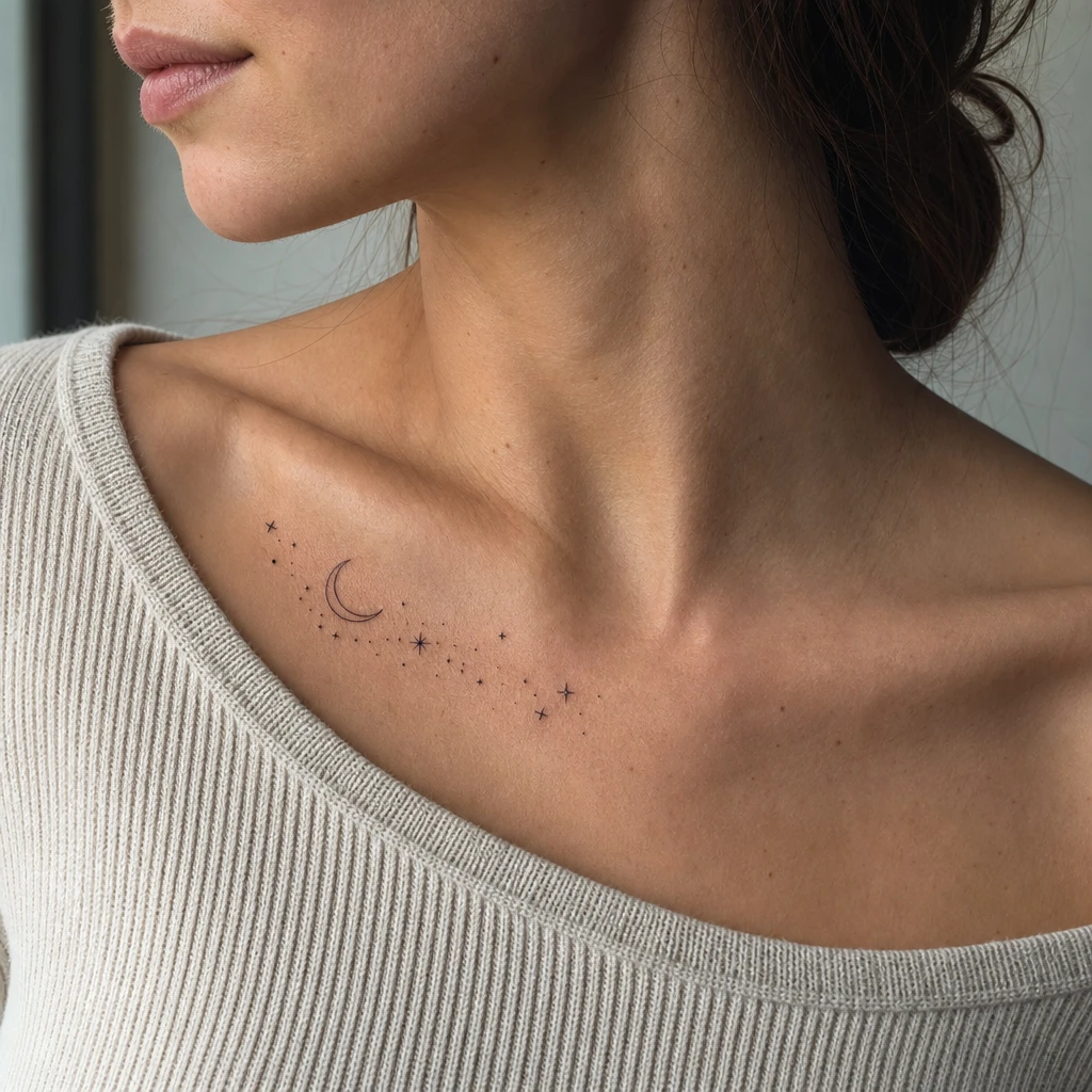 Lune et etoiles creux claviculaire