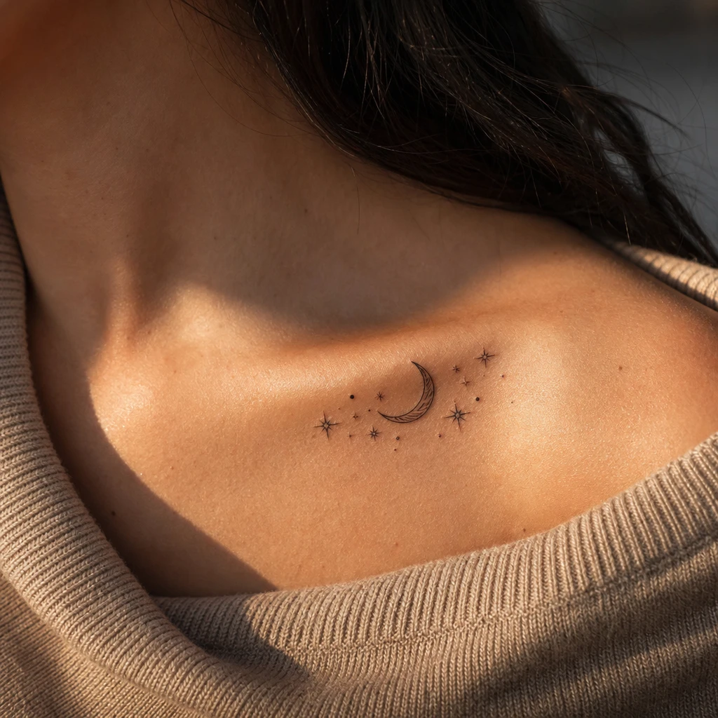 Lune et etoiles creux claviculaire