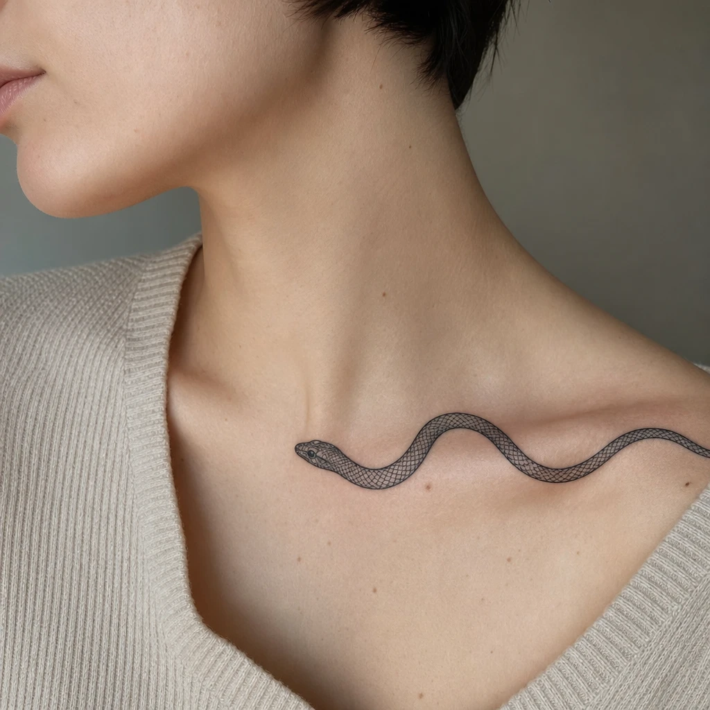 Serpent epouse la clavicule