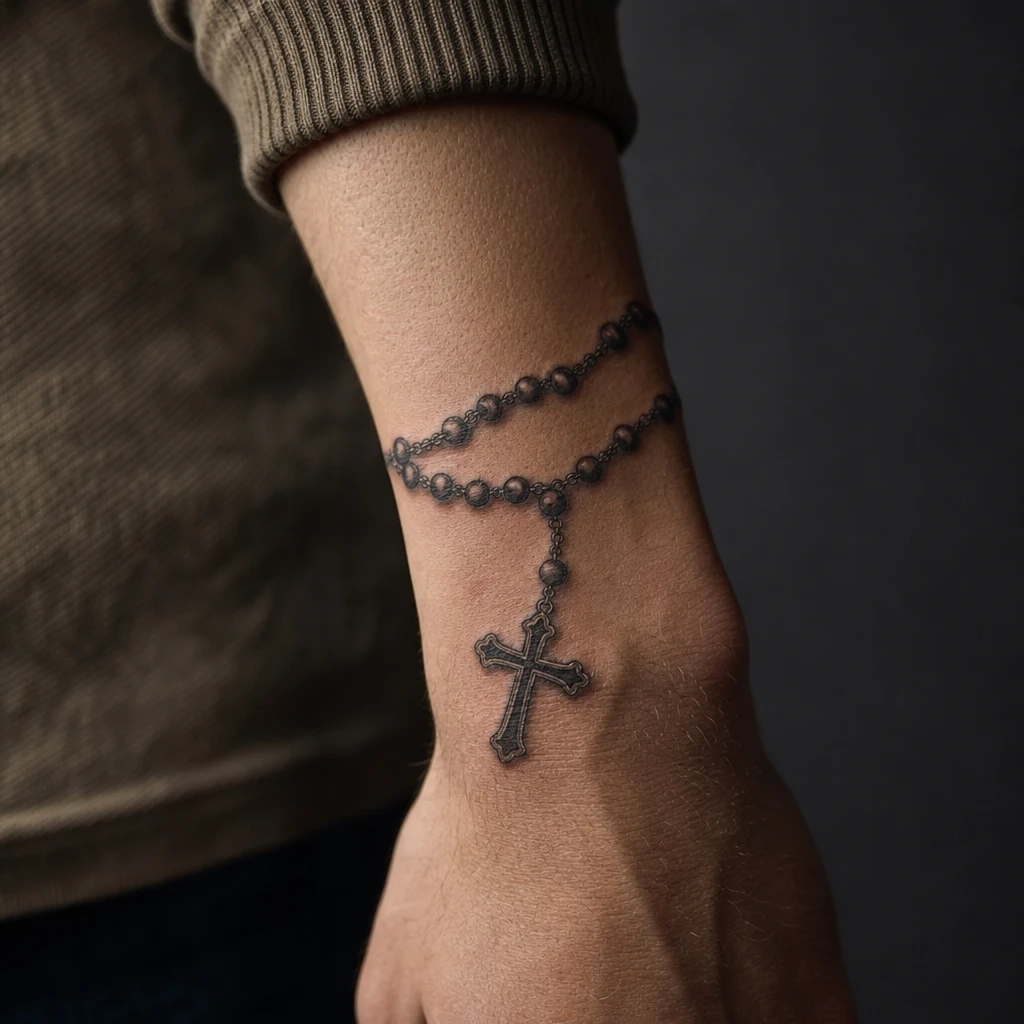 Croix et chapelet realiste