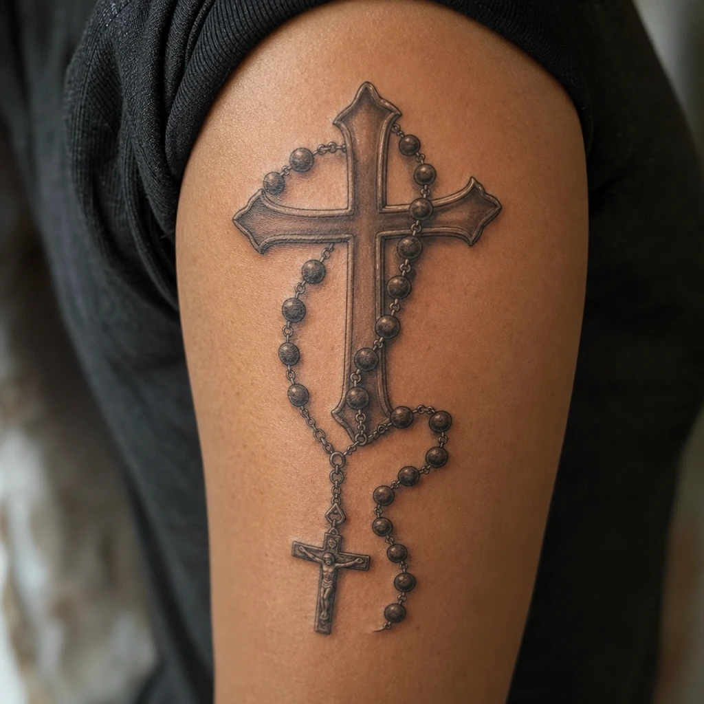 Croix et chapelet realiste