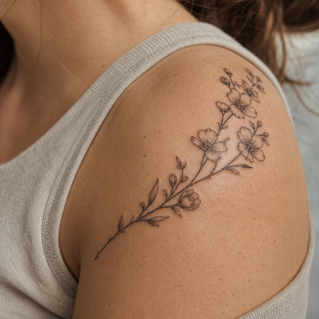 Branche fleurie epaule