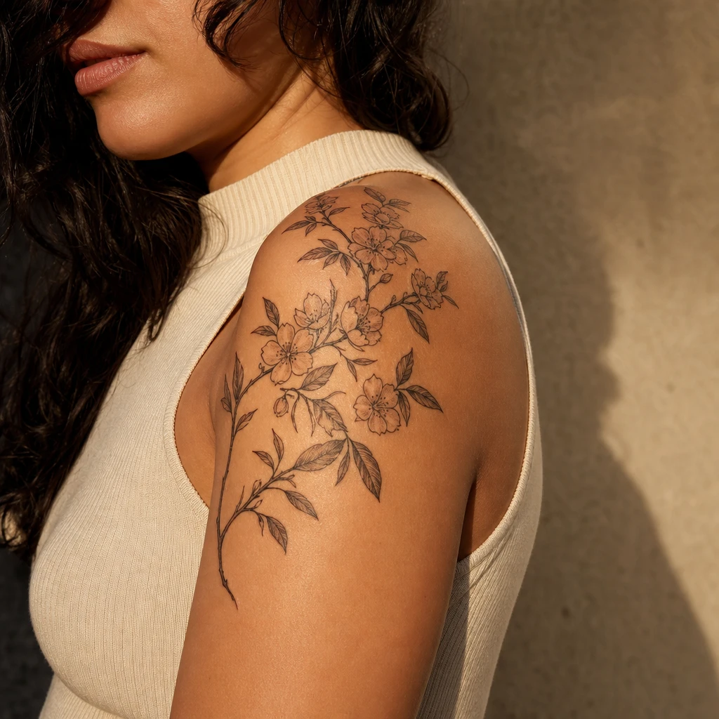 Branche fleurie epaule