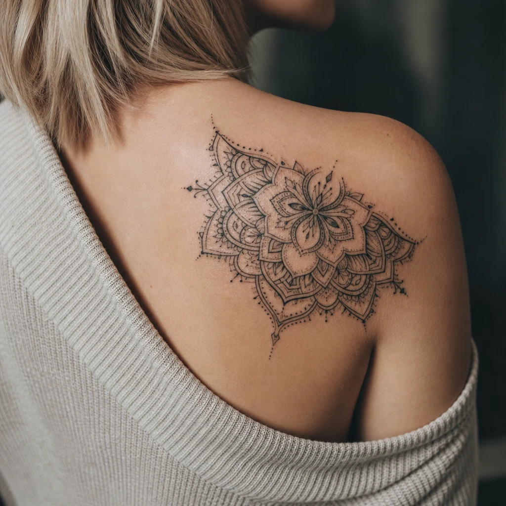 Mandala demi-lune epaule