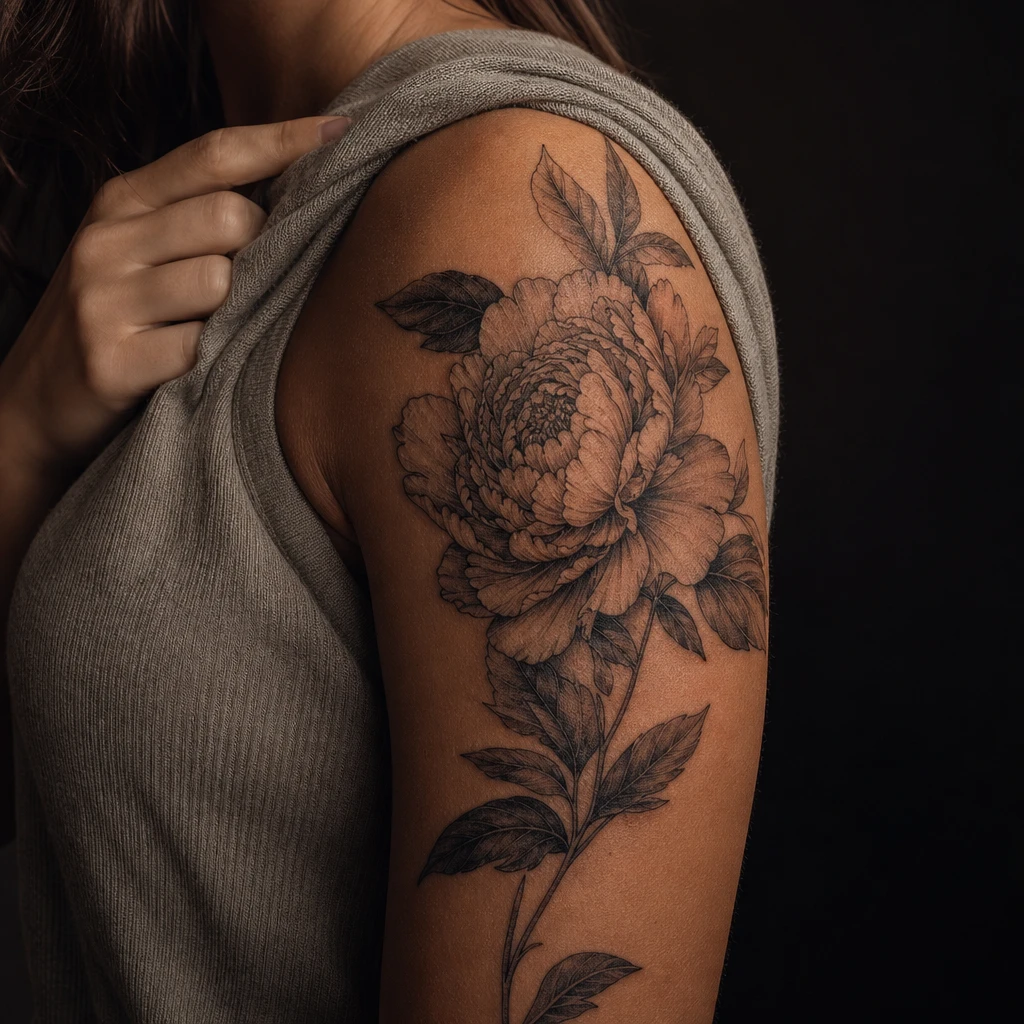 Pivoine realiste omoplate
