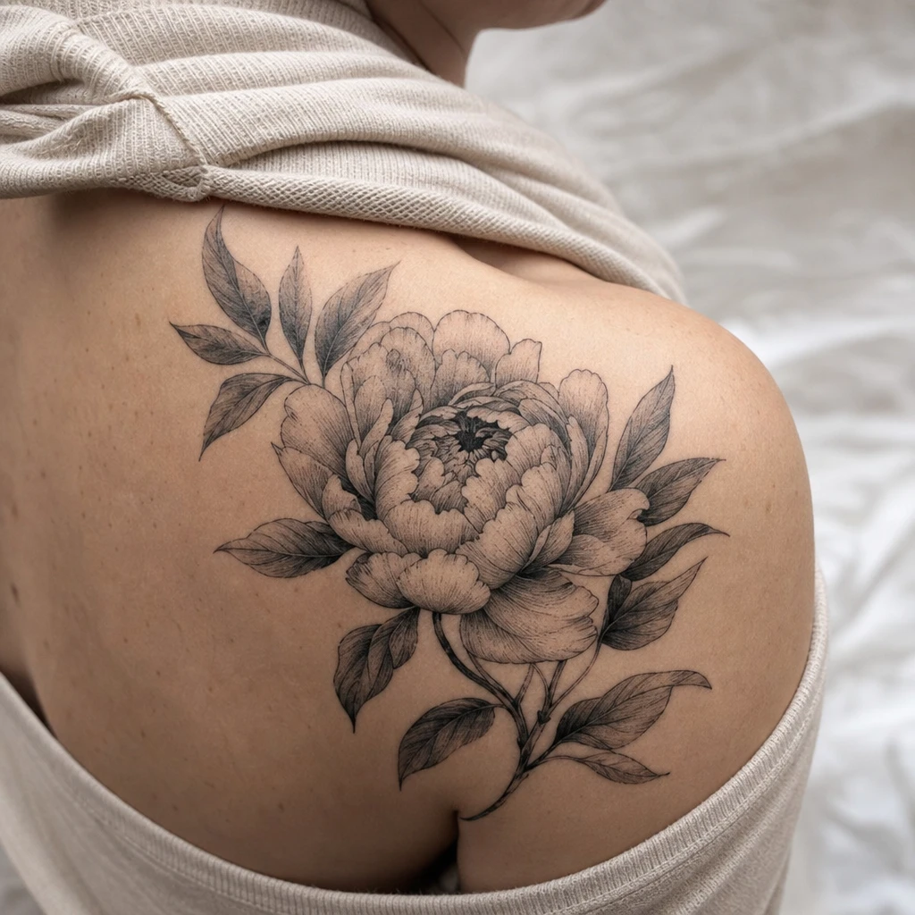 Pivoine realiste omoplate