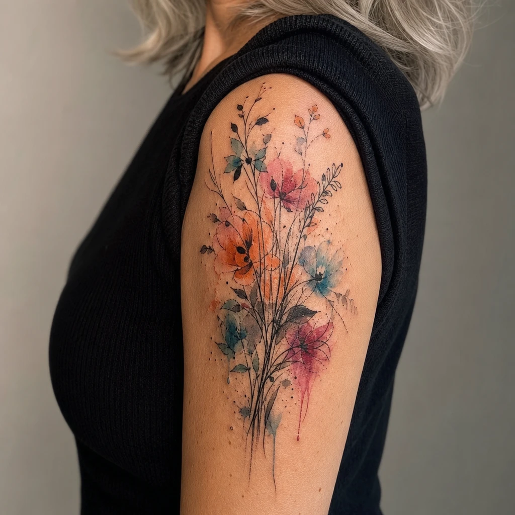 Bouquet abstrait aquarelle