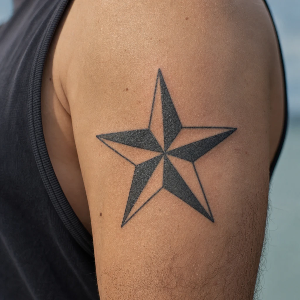 Étoile tattoo on real skin