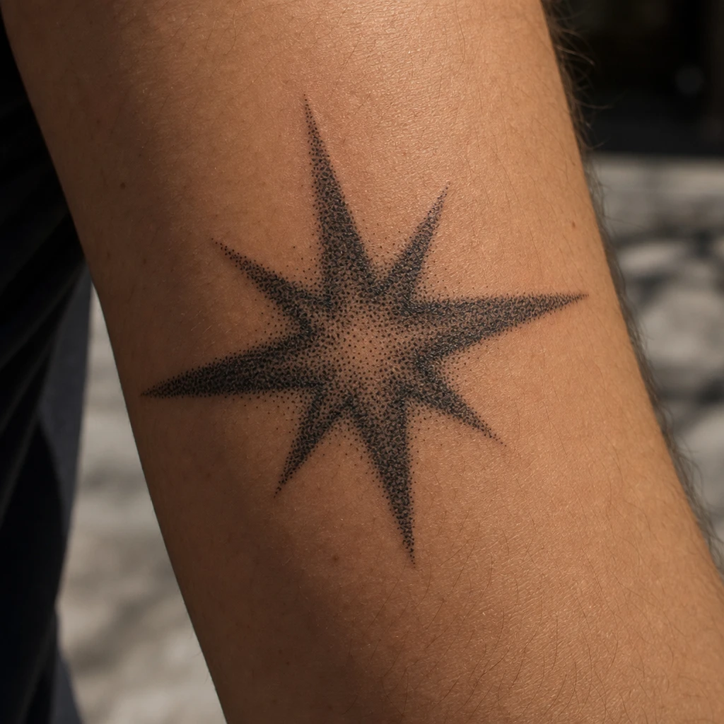 Étoile tattoo on real skin