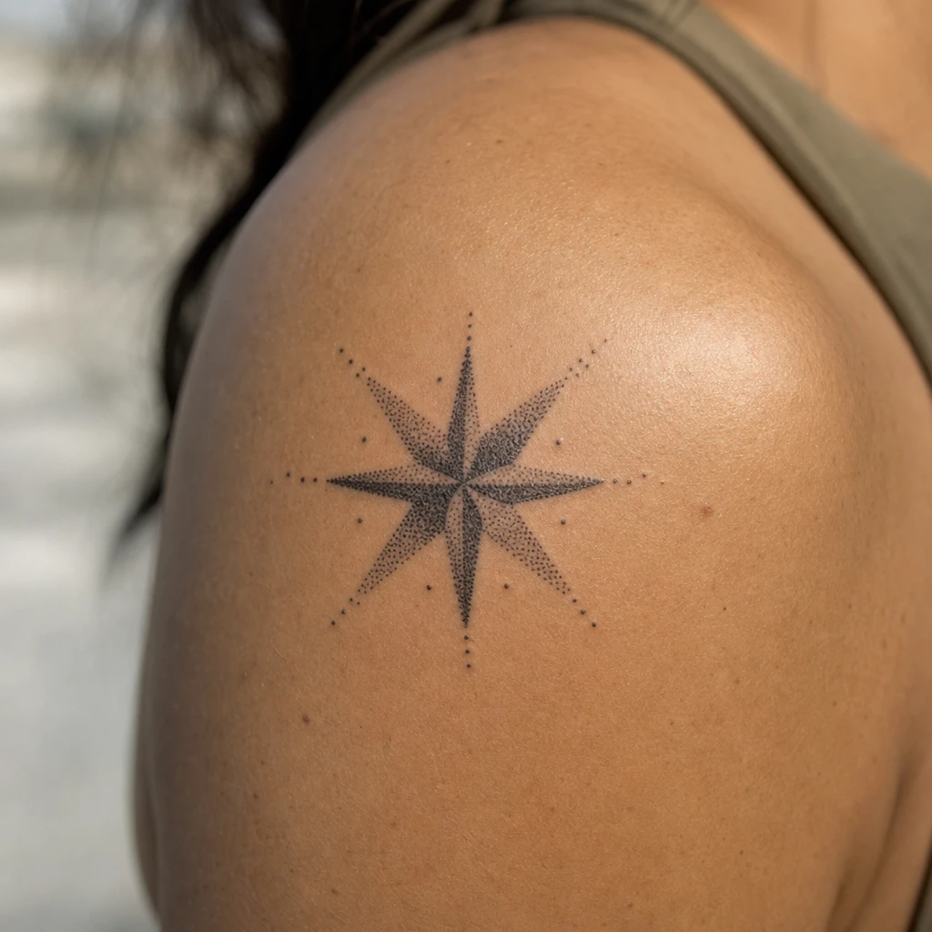 Étoile tattoo on real skin