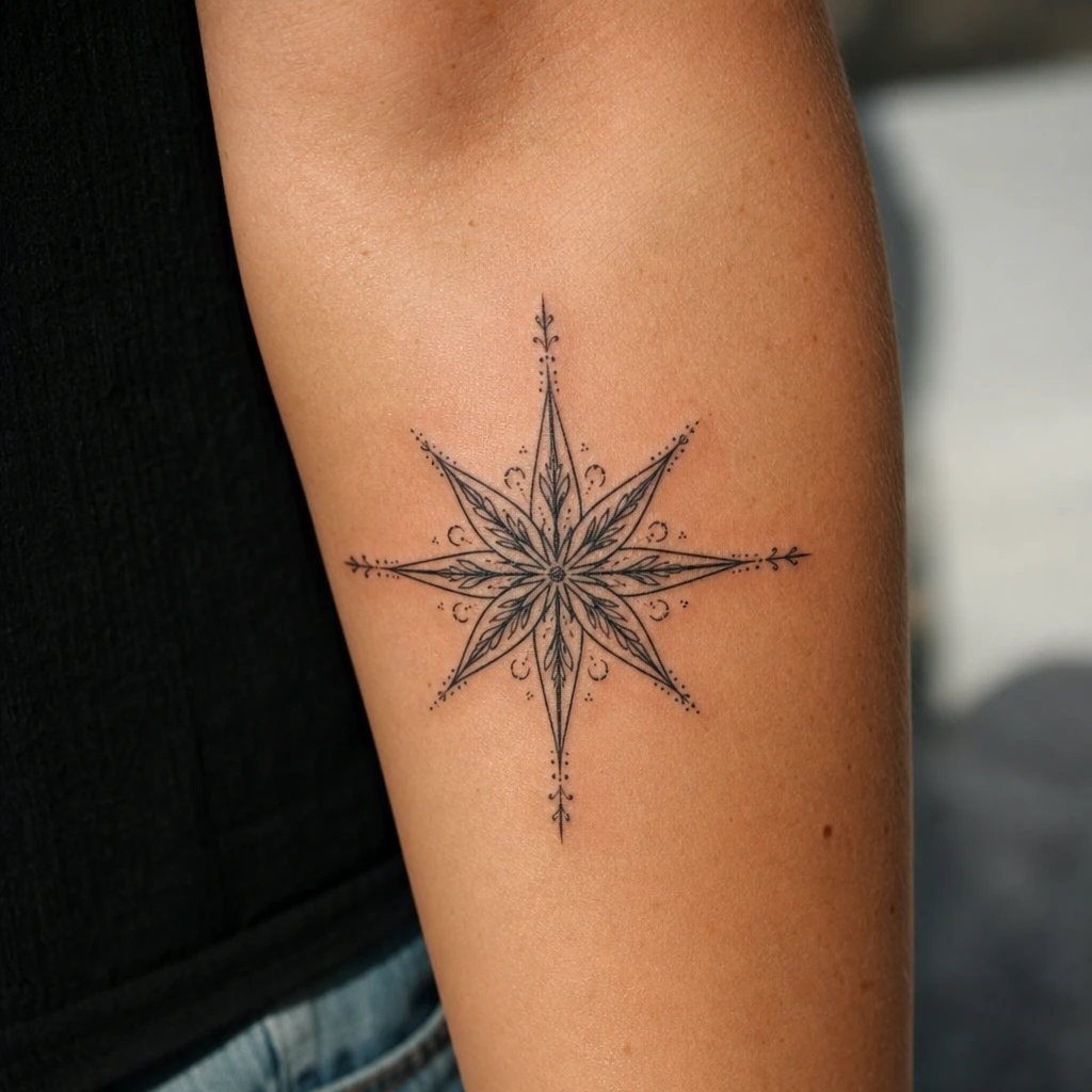 Étoile tattoo on real skin