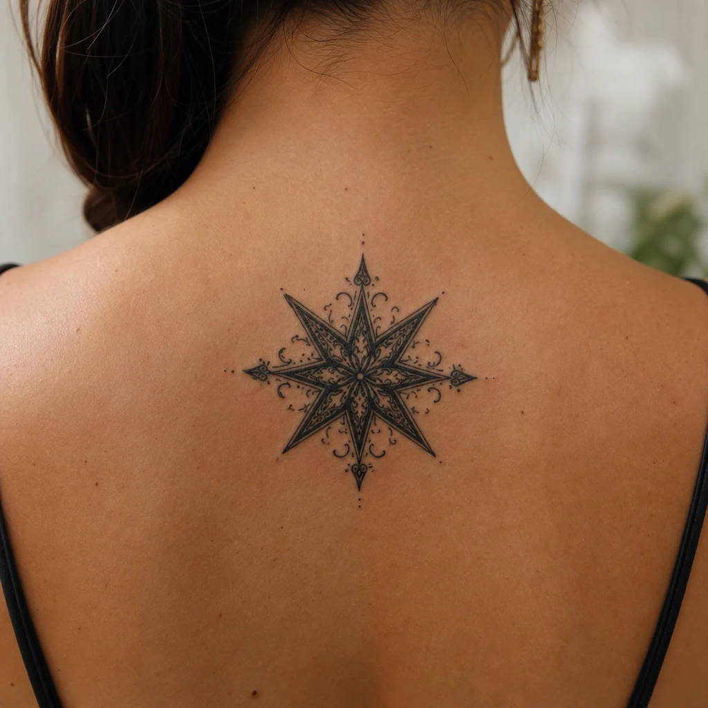 Étoile tattoo on real skin