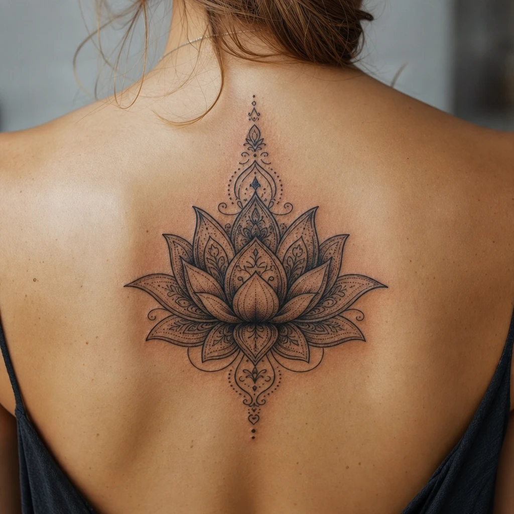 Fleur de Lotus tattoo on real skin