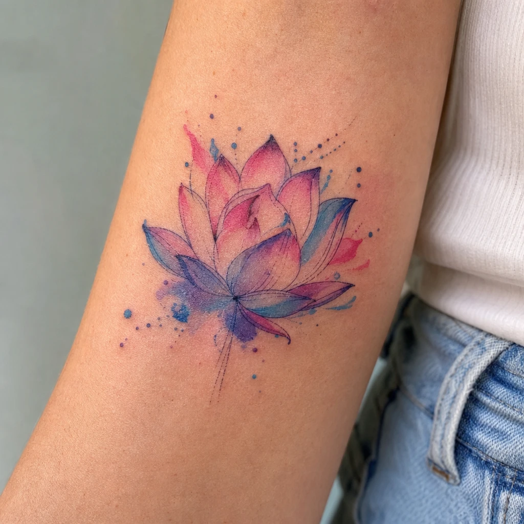 Fleur de Lotus tattoo on real skin