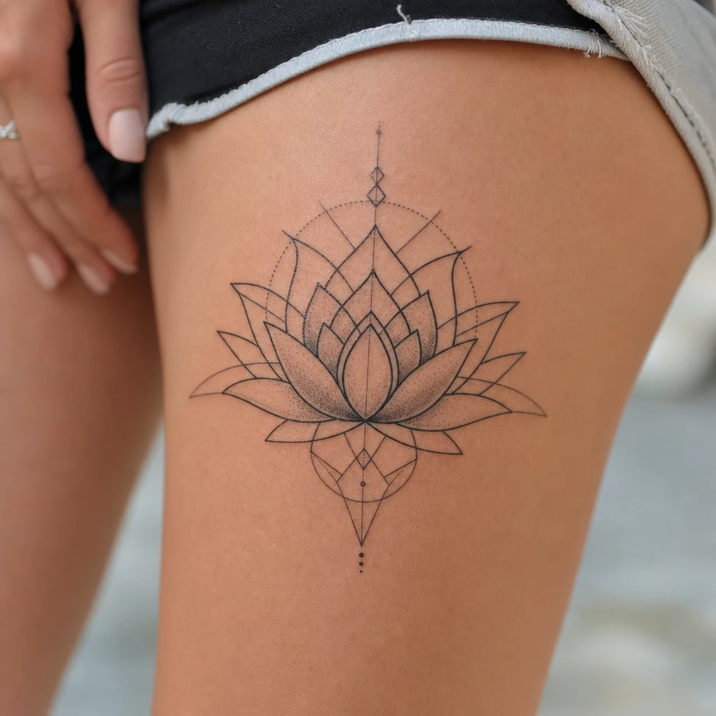 Fleur de Lotus tattoo on real skin