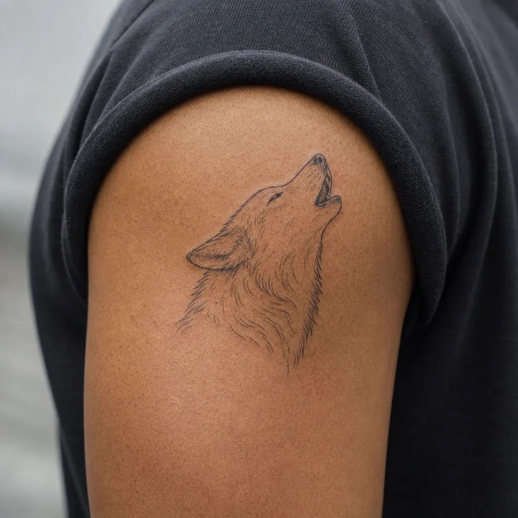Loup fine line hurlant