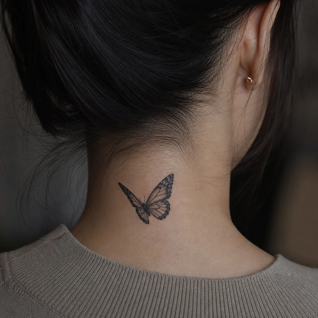 Papillon envol nuque