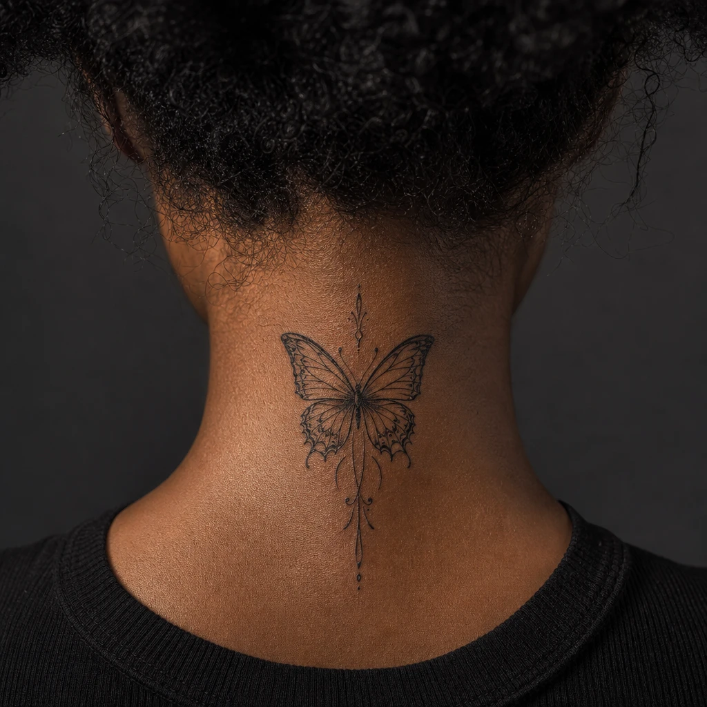 Papillon envol nuque