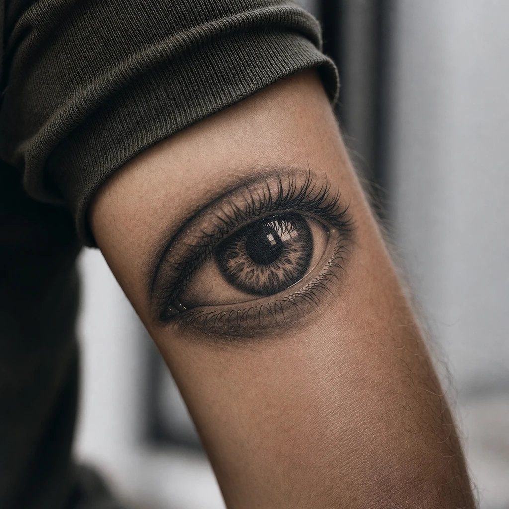 Oeil realiste noir et gris
