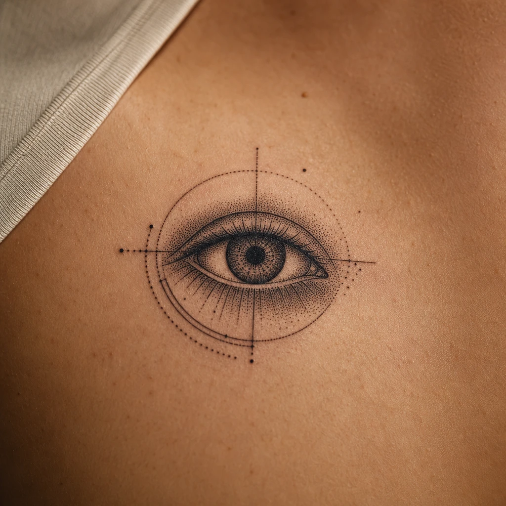 Oeil dotwork geometrique