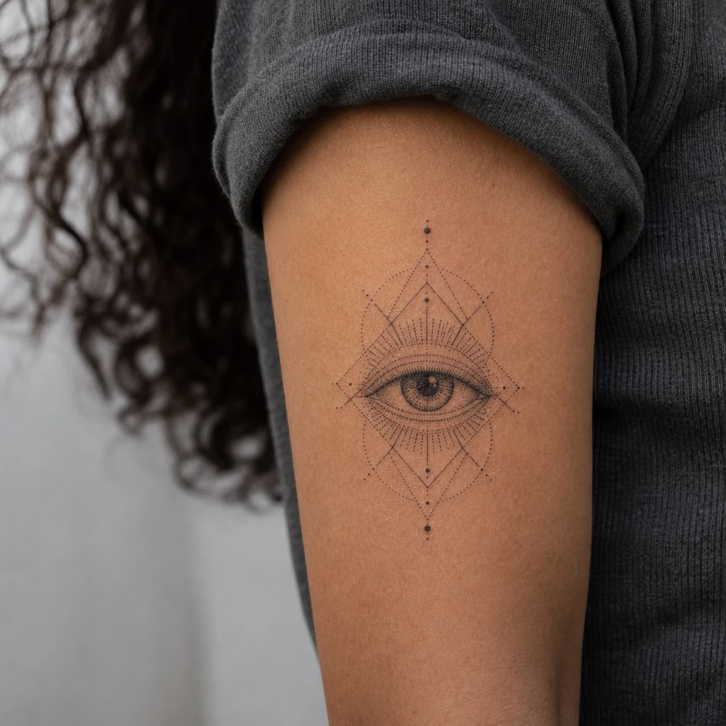 Oeil dotwork geometrique