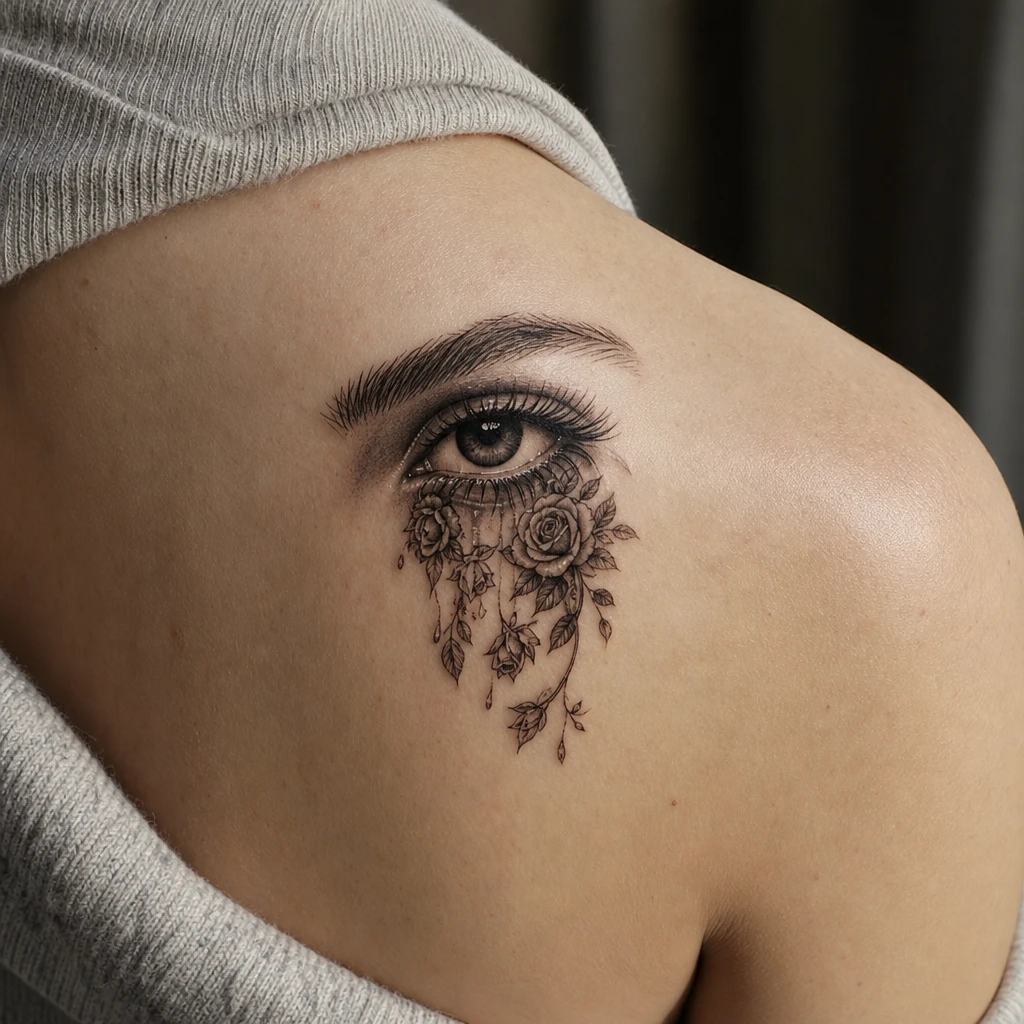 Oeil qui pleure des roses