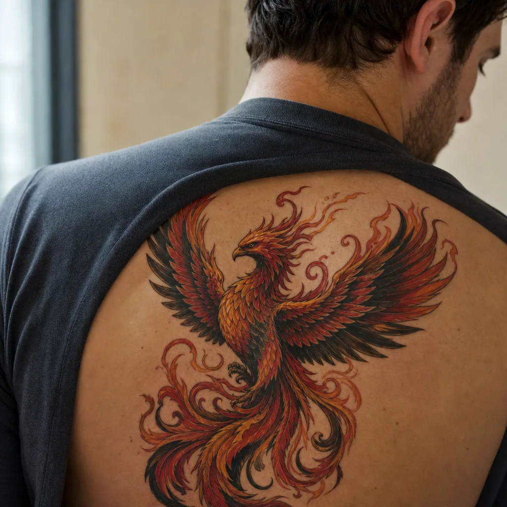 Phenix neo-traditionnel flammes