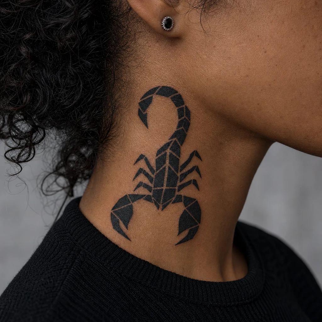 Scorpion blackwork geometrique