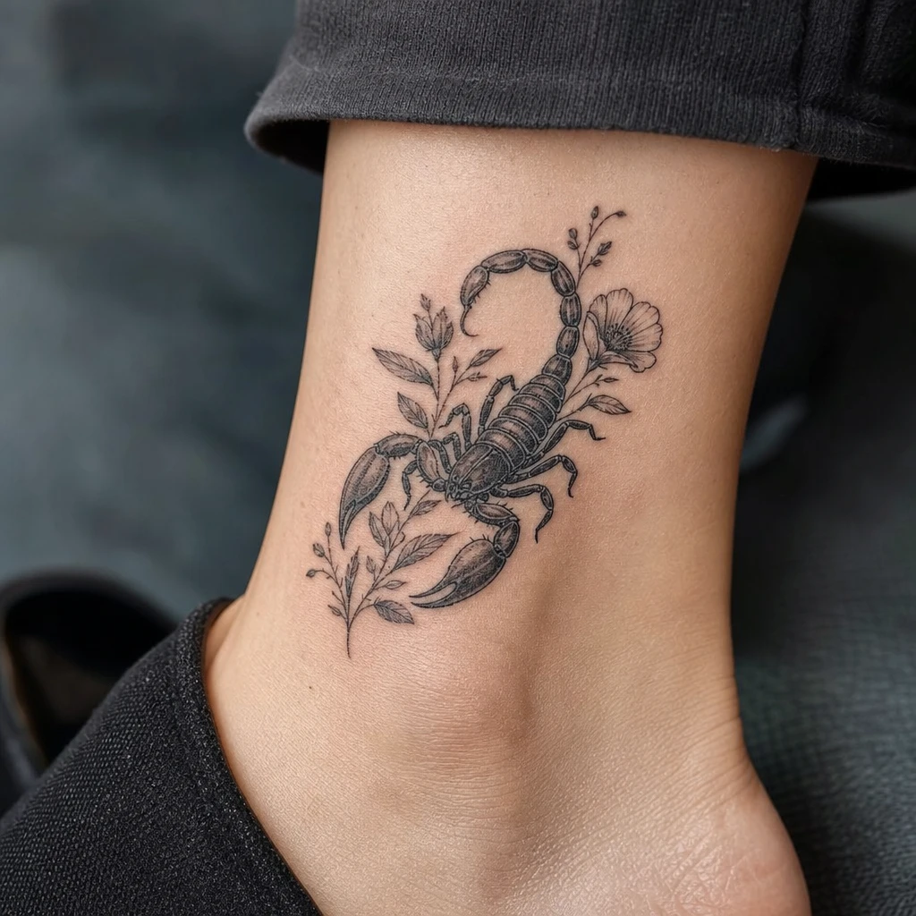 Scorpion et fleurs contraste