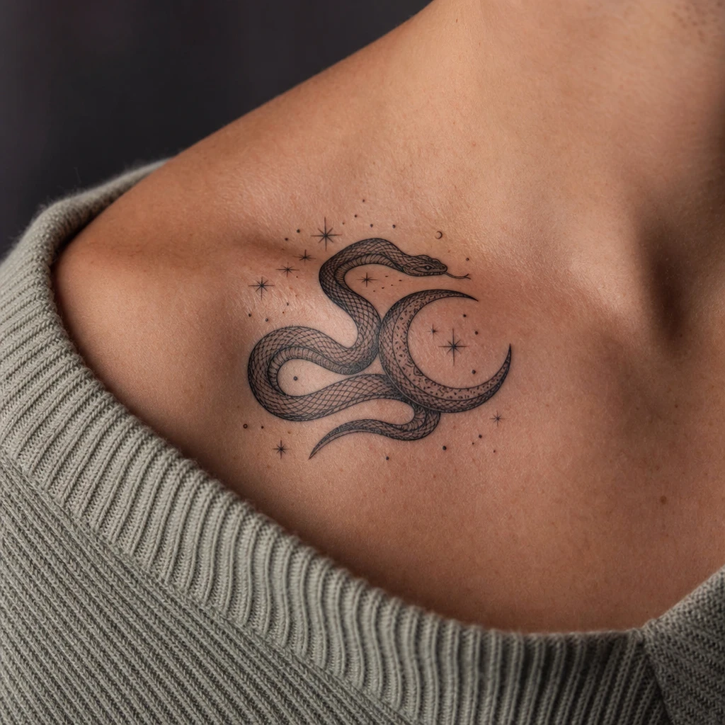 Serpent et lune mystique