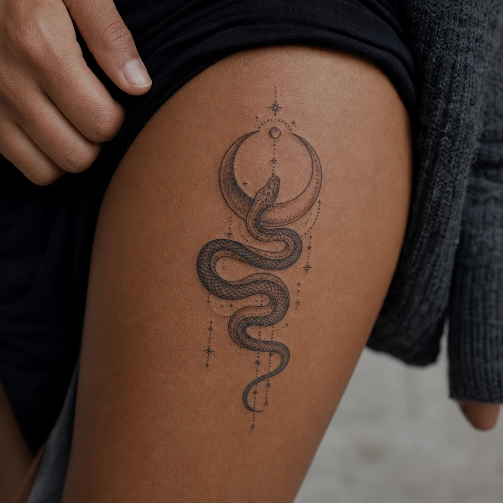Serpent et lune mystique