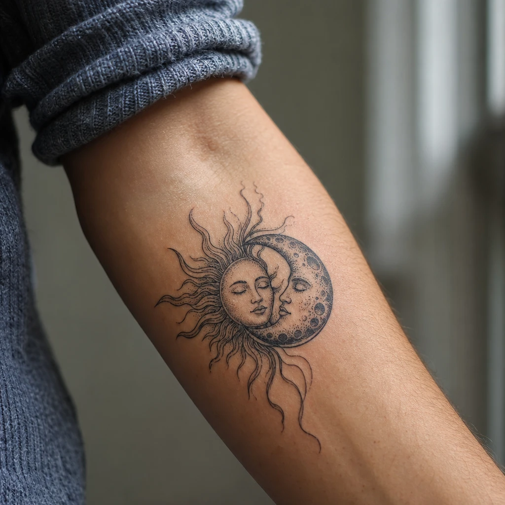 Soleil et lune entrelaces