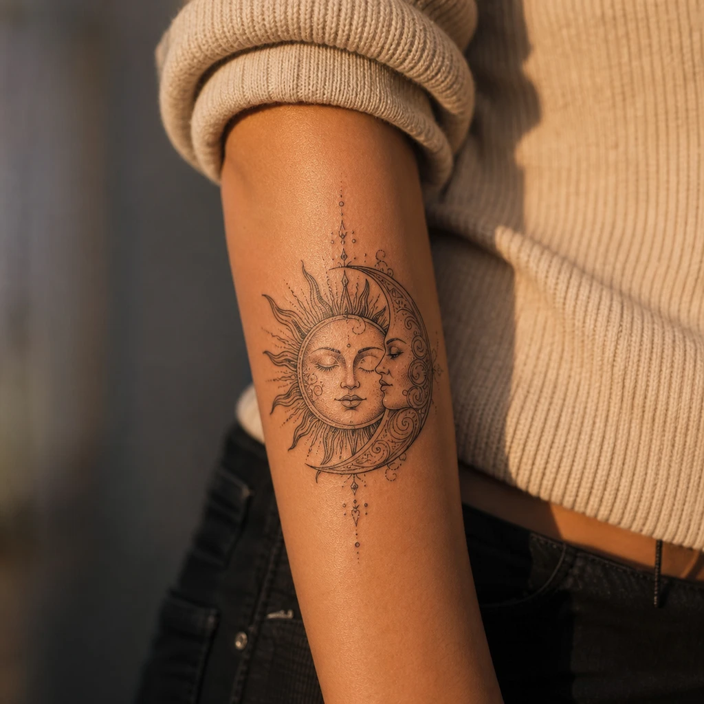 Soleil et lune entrelaces