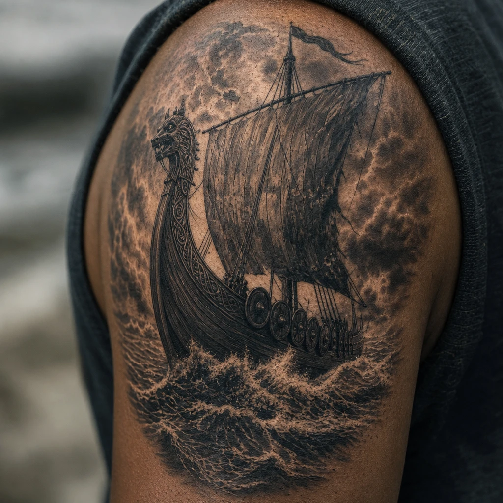 Drakkar en pleine tempete